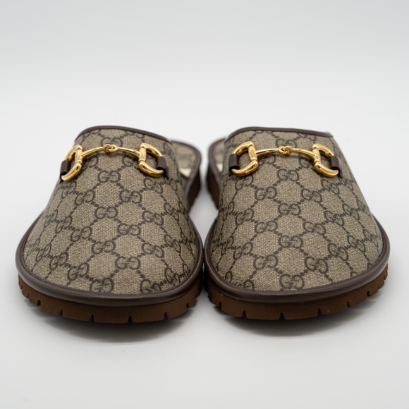 size 13G 13.5 US Gucci Horsebit GG Mule Slippers Canvas Beige Brown main image 9